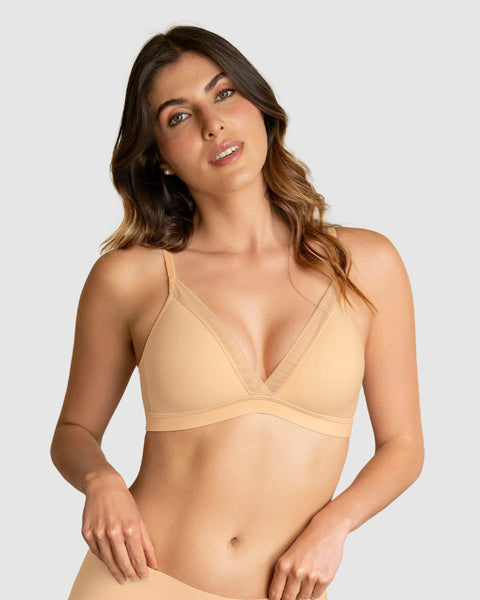 Brasier sin arco Pura Comodidad con detalles en tul#color_219-naranja-claro