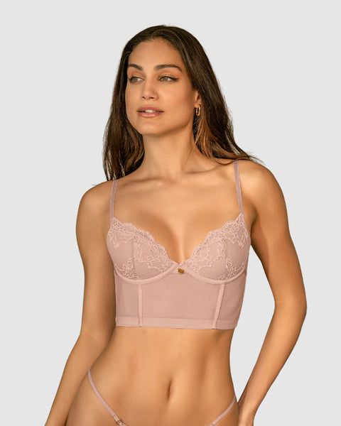 Bustier en encaje con transparencias en la base y espalda#color_a22-rosa-vieja