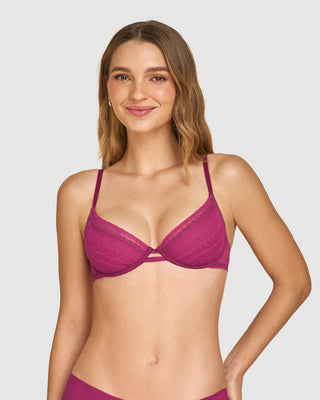 Bralette con arco en encaje liviano y suave#color_455-morado-oscuro