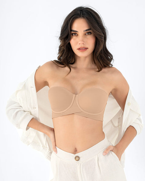 Brasier strapless ideal para busto mediano y grande#color_801-cafe-medio