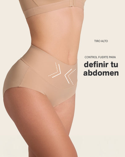 Calzón clásico tiro alto de control fuerte de abdomen#color_801-cafe-medio