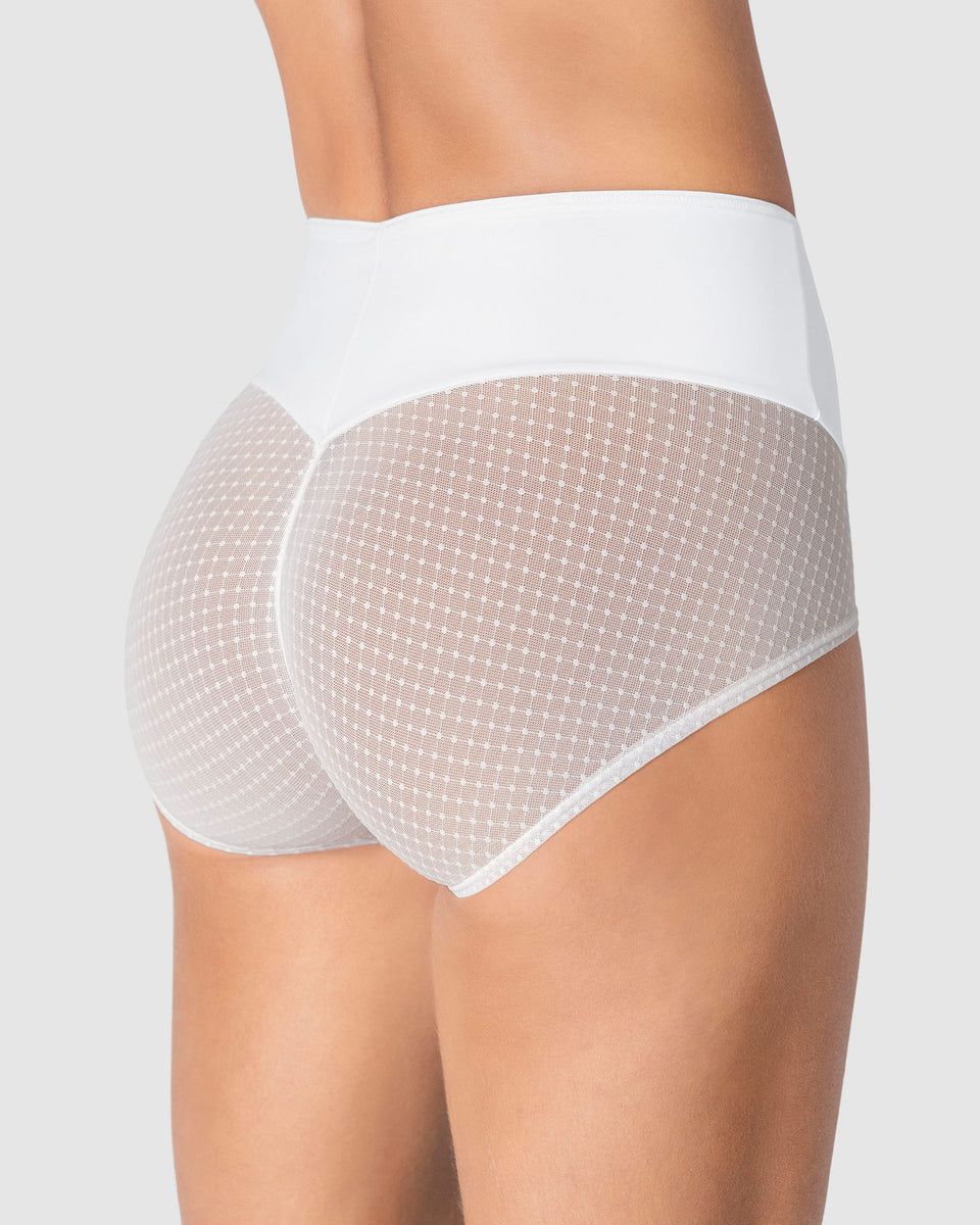 Calzón clásico de control fuerte en abdomen, glúteos en tul
