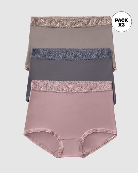 Paquete x 3 calzones clásicos con toques de encaje#color_s27-palo-de-rosa-gris-claro-gris-oscuro