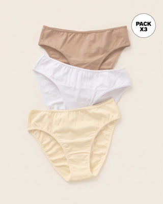 Paquete x 3 calzones tipo bikini con buen cubrimiento#color_s08-cafe-blanco-marfil