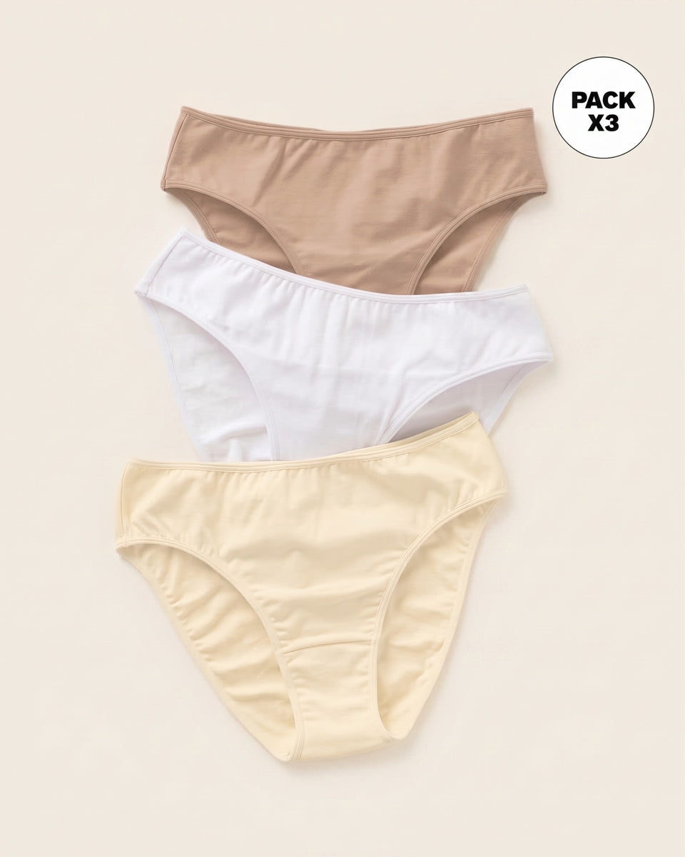 Paquete x 3 calzones tipo bikini con buen cubrimiento