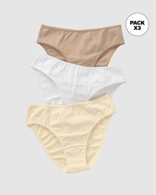 Paquete x 3 calzones tipo bikini con buen cubrimiento#color_s08-cafe-blanco-marfil