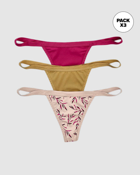 Paquete x 3 tangas brasileras descaderadas#color_s42-estampado-rosado-dorado