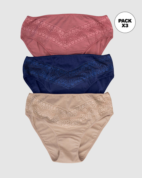 Paquete x 3 calzones tipo bikini clásicos y confortables#color_s26-azul-oscuro-habano-rosa