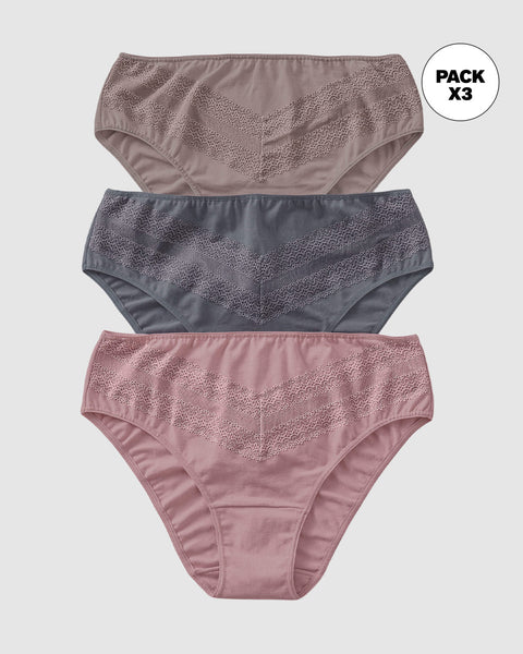 Paquete x 3 Calzones tipo Bikini Clásicos y Confortables#color_s31-palo-de-rosa-gris-claro-gris-oscuro