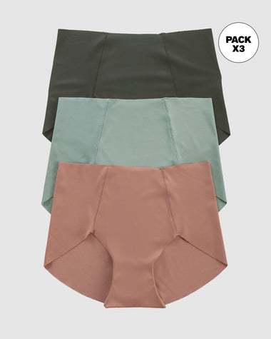 Paquete x 3 calzones clásicos de apariencia invisible#color_s30-verde-oscuro-terracota-verde-azul