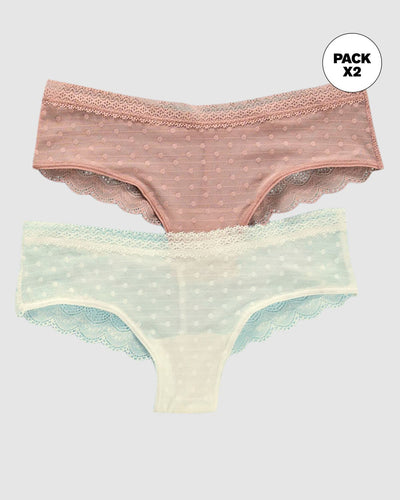 Paquete x 2 calzones cacheteros en encaje y tul#color_s44-rosa-perla