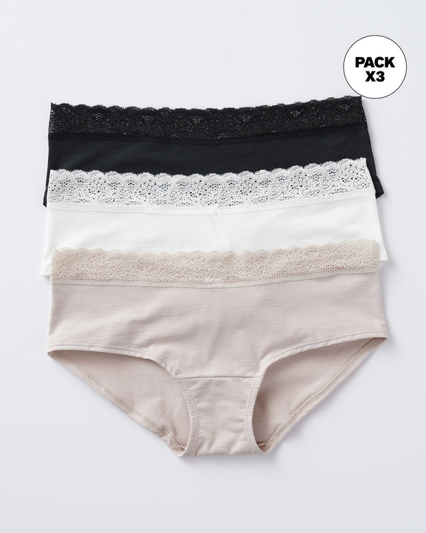 Paquete x3 calzones estilo hipster total comodidad#color_s01-blanco-negro-cafe-claro