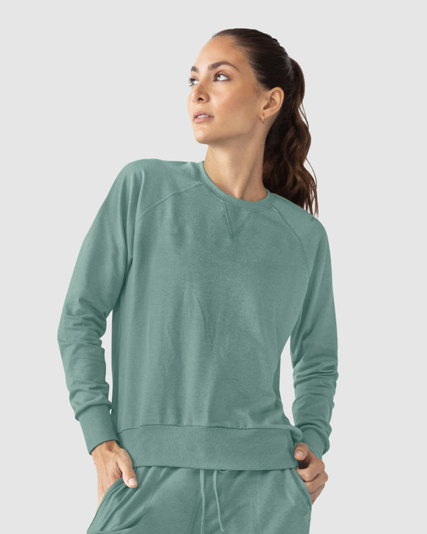 Camiseta manga larga deportiva de cuello redondo#color_645-verde