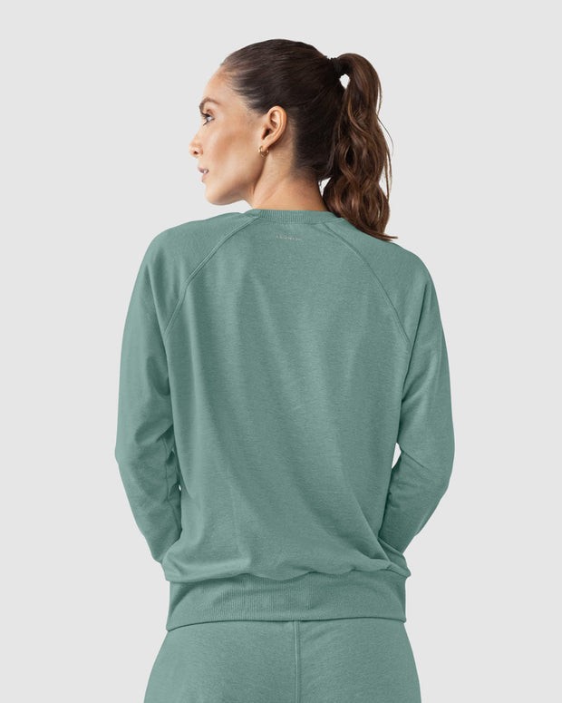 Camiseta manga larga deportiva de cuello redondo#color_645-verde