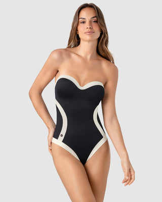 Traje de baño de control con cortes efecto reloj de arena#color_700-negro