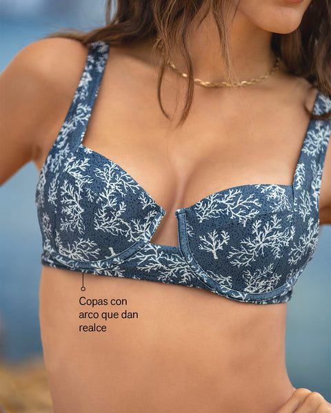 Bikini con calzón tiro alto y top corsetero#color_589-estampado-corales