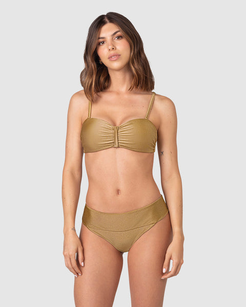 Bikini strapless con calzón de laterales anchos#color_123-dorado