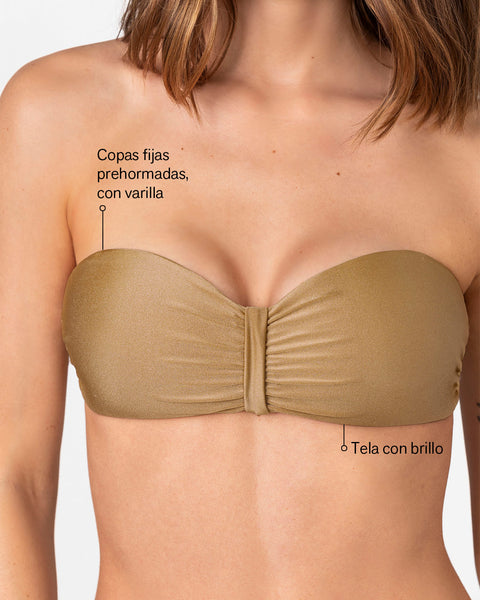 Bikini strapless con calzón de laterales anchos#color_123-dorado