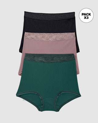 Paquete x 3 calzones clásicos de ajuste y cubrimiento total#color_s27-rosa-palido-verde-oscuro-negro