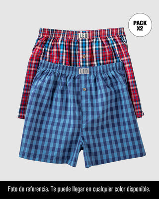 Paquete x2 bóxers sueltos en algodón de máxima frescura te puede llegar en cualquier estampado disponible#color_995-cuadros-rayas