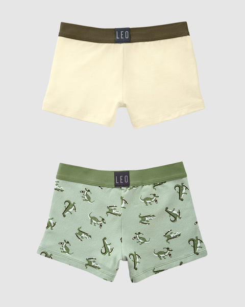 Bóxers cortos x2 niño#color_s10-marfil-verde-estampado-dinosaurio