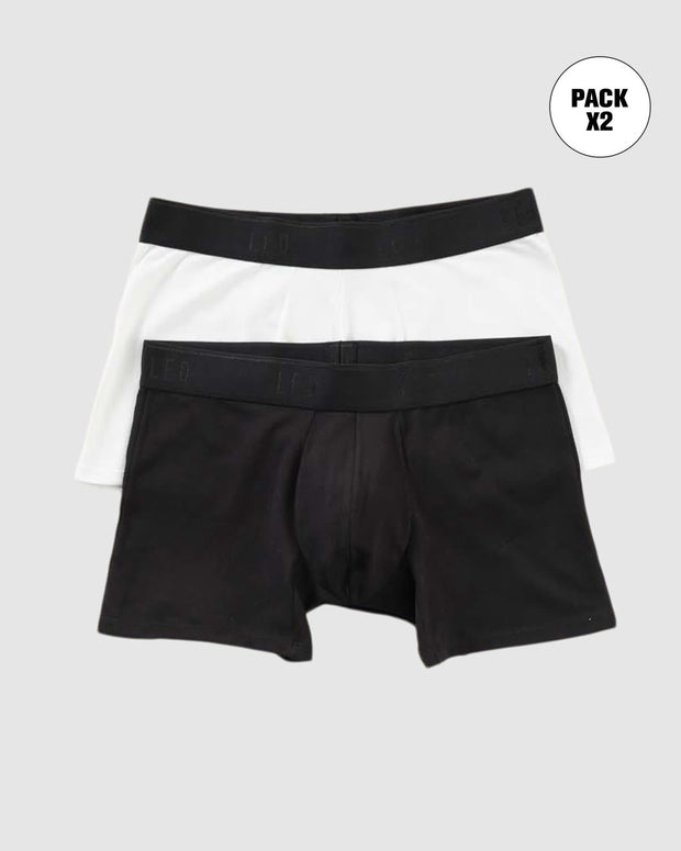 Paquete x2 Bóxers cortos en algodón elástico#color_s57-blanco-negro