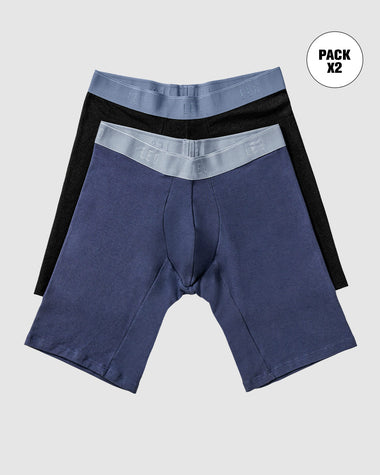 Paquete x2 bóxers largos ajustado con algodón#color_s30-azul-oscuro-negro