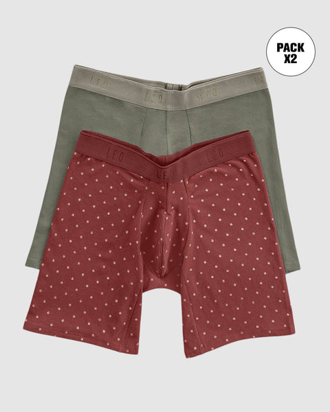 Paquete x2 bóxers largos ajustado con algodón#color_s77-verde-rojo