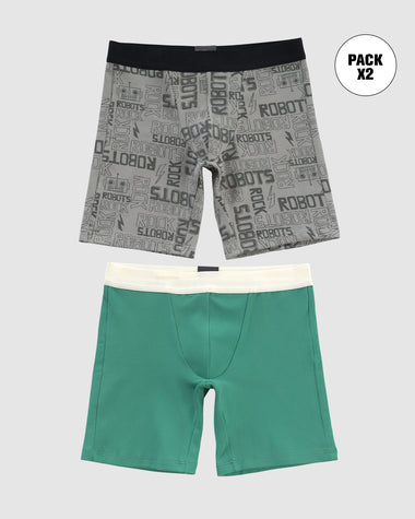 Paquete x2 bóxer largo para niño#color_s08-verde-y-gris-estampado