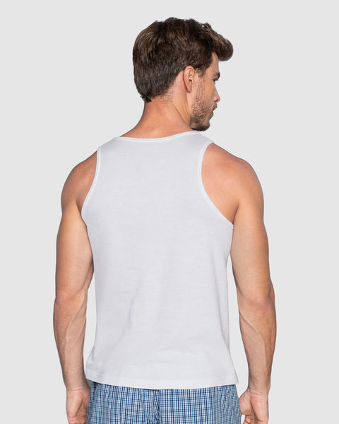 Paquete x2 camisillas en algodón silueta semiajustada para hombre#color_000-blanco