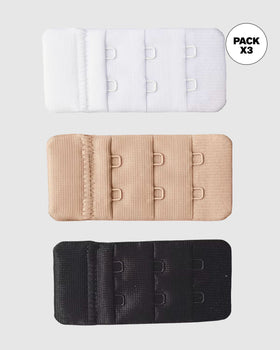 Paquete por 3 broches extensores ajusta tu brasier favorito a tu espalda#color_999-blanco-negro-cafe