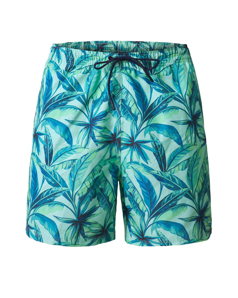 Bermuda playera masculina con práctico bolsillo al lado derecho#color_796-estampado-hojas-verde