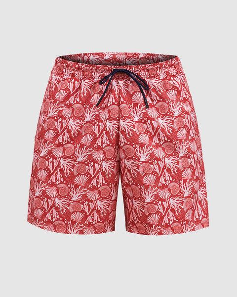 Bermuda playera masculina con práctico bolsillo al lado derecho#color_a33-estampado-coral-rojo