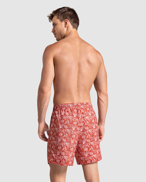 Bermuda playera masculina con práctico bolsillo al lado derecho#color_a33-estampado-coral-rojo