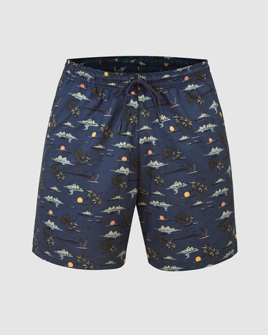 Bermuda playera masculina con práctico bolsillo al lado derecho#color_b03-estampado-azul