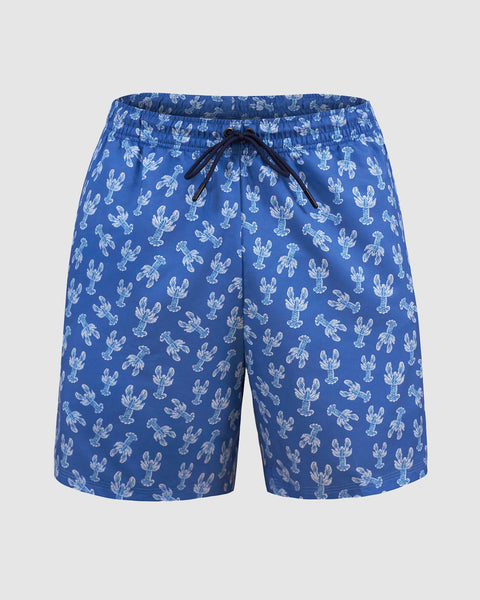 Bermuda playera masculina con práctico bolsillo al lado derecho#color_b40-estampado-azul-langosta