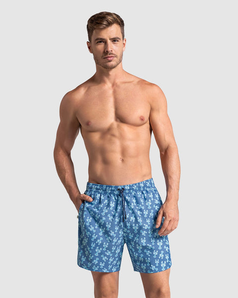 Bermuda playera masculina con práctico bolsillo al lado derecho#color_b40-estampado-azul-langosta