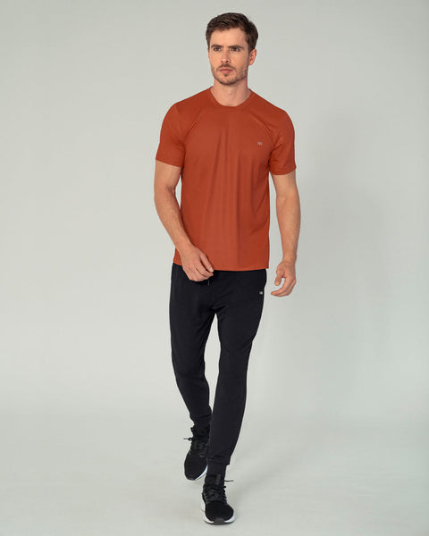 Camiseta deportiva masculina semiajustada de secado rápido#color_222-terracota