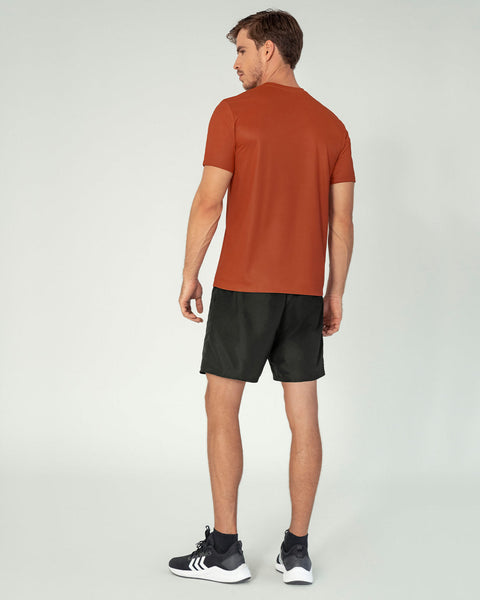 Camiseta deportiva masculina semiajustada de secado rápido#color_222-terracota