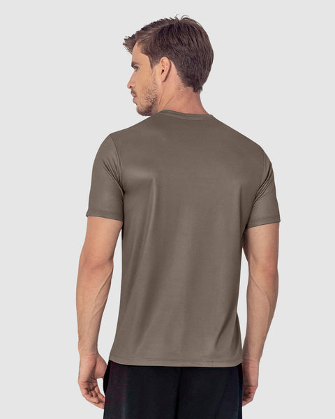 Camiseta deportiva masculina semiajustada de secado rápido#color_868-cafe