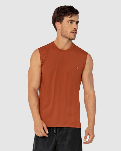 Camiseta manga sisa deportiva y de secado rápido para hombre#color_222-terracota