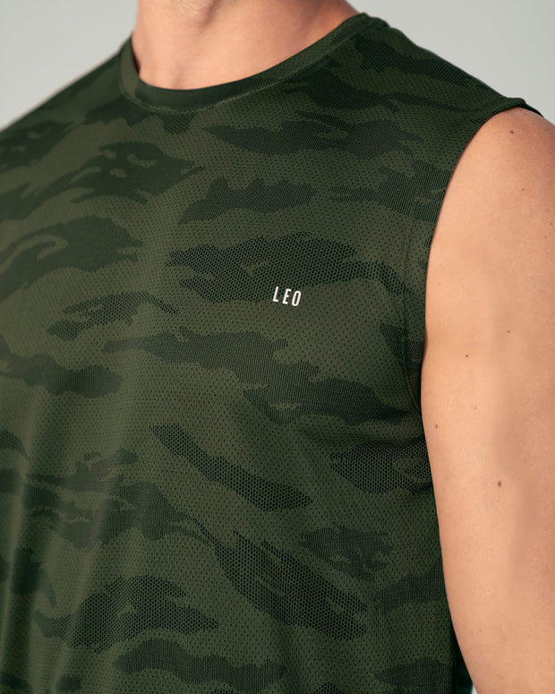 Camiseta manga sisa deportiva y de secado rápido para hombre#color_603-verde-estampado