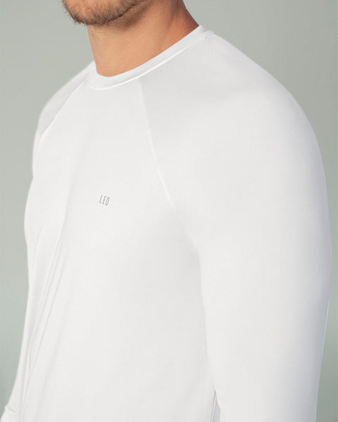 Camiseta deportiva masculina manga larga con protección UV#color_000-blanco