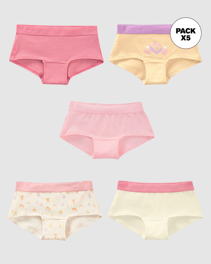Clazones Ropa Paquete x 5 calzones tipo hipster para niña | Leonisa Perú