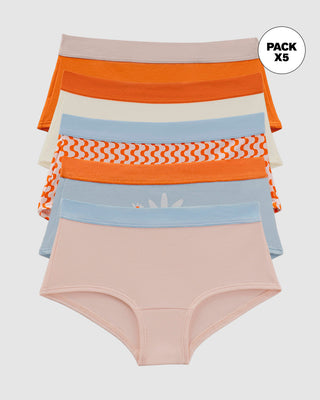 Paquete x 5 calzones tipo hipster para niña#color_s08-estampado-flor-mandarina-ondas-marfil-naranja