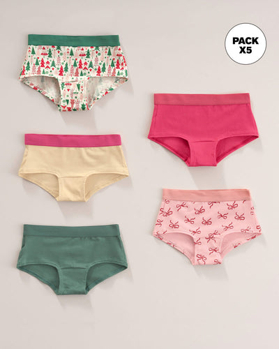 Paquete x 5 calzones tipo hipster para niña#color_s31-verde-rosado-marfil