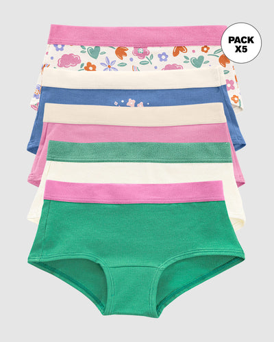 Paquete x 5 calzones tipo hipster para niña#color_s33-flores-arco-iris-rosado-marfil-verde
