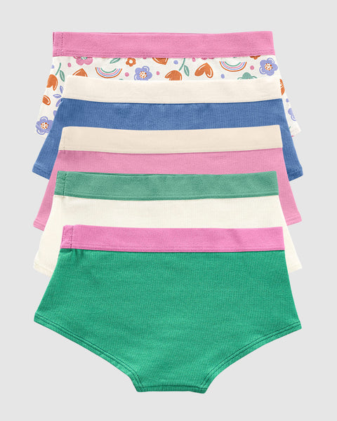 Paquete x 5 calzones tipo hipster para niña#color_s33-flores-arco-iris-rosado-marfil-verde