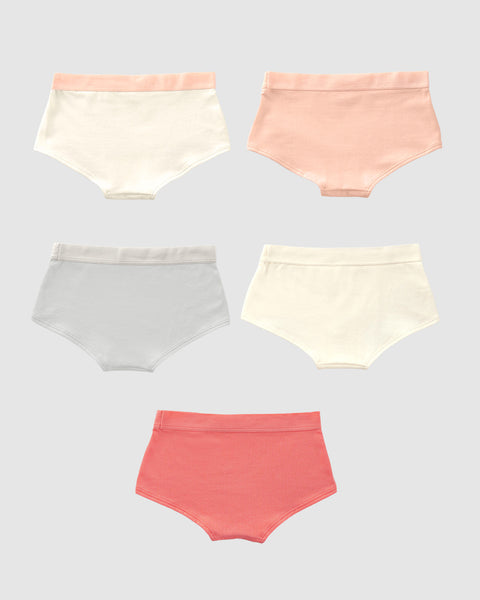 Paquete x 5 calzones tipo hipster para niña#color_s34-gris-rosado-marfil-rojo-marfil-elast-rosado