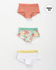 Paquete x 3 calzones tipo hipster en algodón suave para niña#color_s46-coral-coral-estampado-blanco